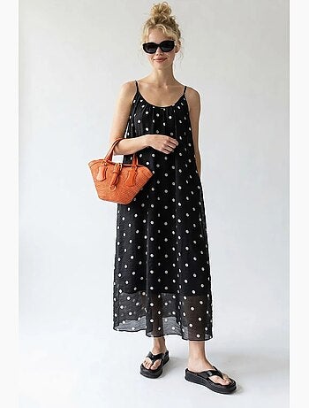 Abito maxi a linea a a pois mixray
