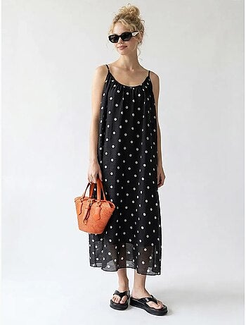 Abito maxi a linea a a pois mixray
