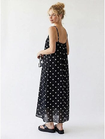 Abito maxi a linea a a pois mixray