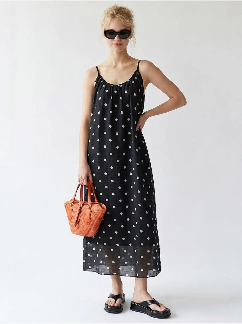 Abito maxi a linea a a pois mixray Nero - Kiabi