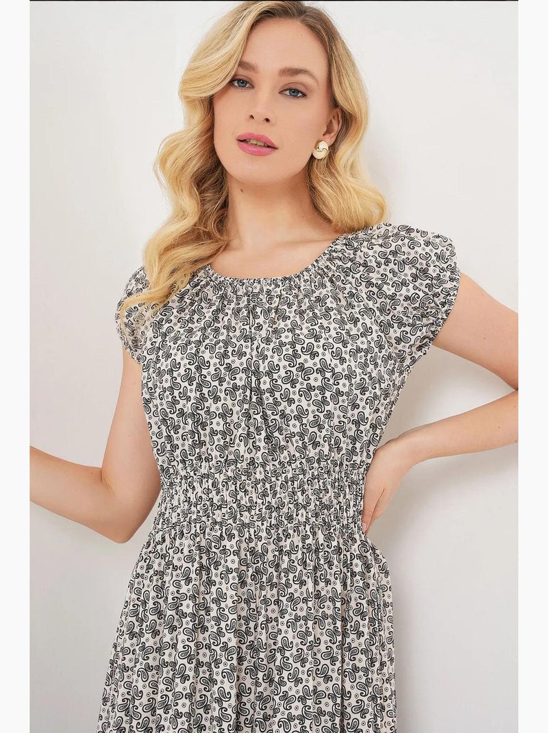Abito maxi a linea a floreale con dettagli elasticizzati bdart Nero - Kiabi