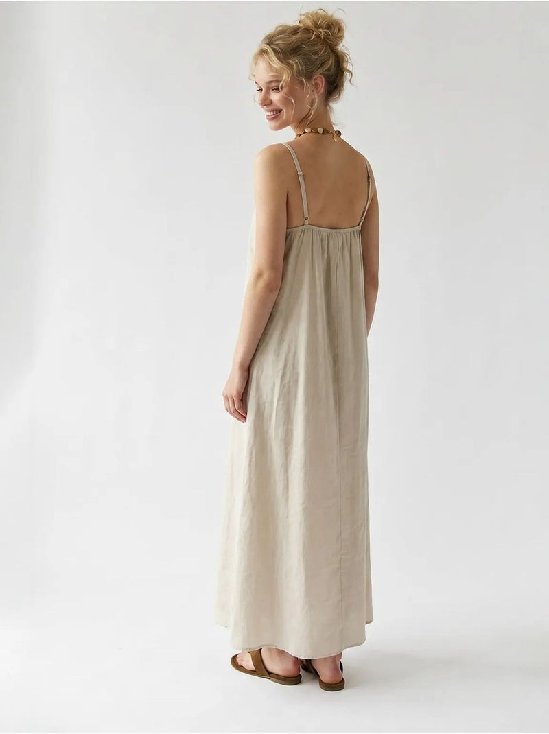 Abito maxi a linea a senza maniche mixray Beige naturale - Kiabi