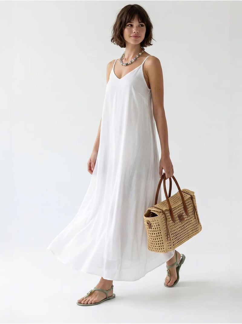 Abito maxi a linea a senza maniche mixray Bianco - Kiabi