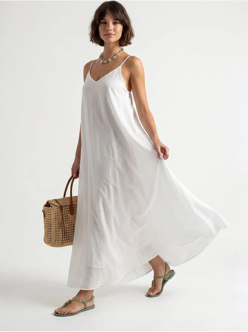 Abito maxi a linea a senza maniche mixray Bianco - Kiabi