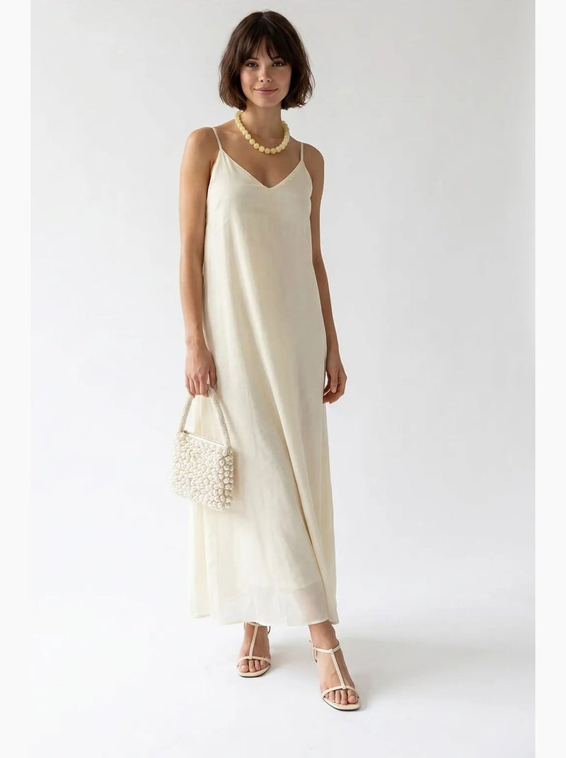 Abito maxi a linea a senza maniche mixray Crema - Kiabi