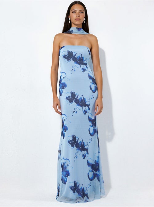 Abito maxi aderente con fiori senza spalline - Kiabi Abito maxi aderente con fiori senza spalline - Kiabi