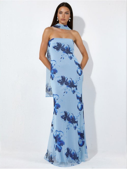 Abito maxi aderente con fiori senza spalline - Kiabi Abito maxi aderente con fiori senza spalline - Kiabi