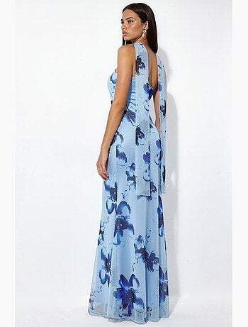 Abito maxi aderente con fiori senza spalline hiccup
