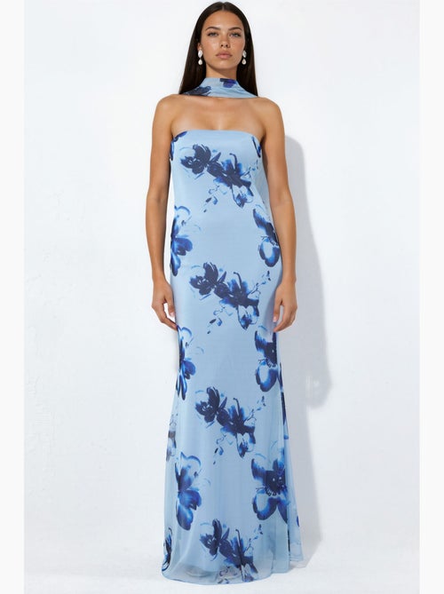 Abito maxi aderente con fiori senza spalline hiccup - Kiabi