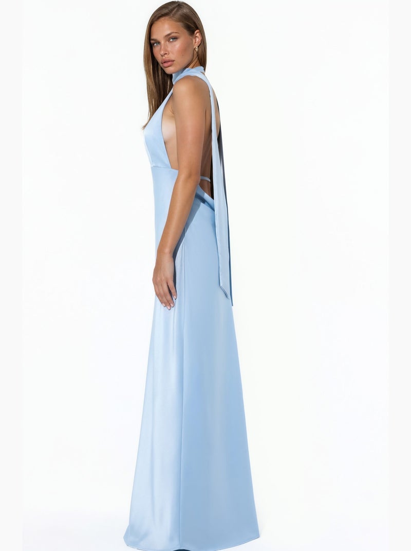 Abito maxi aderente con scollo a v hiccup Blu cielo - Kiabi