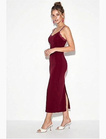 Abito maxi aderente in pizzo lucci