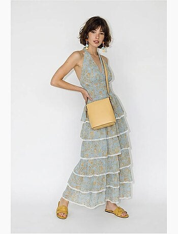 Abito maxi allacciato al collo con motivo paisley lucci