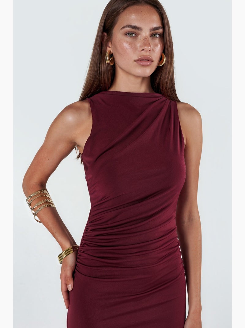 Abito maxi bodycon con dettaglio arricciato hiccup Rosso bordeaux - Kiabi