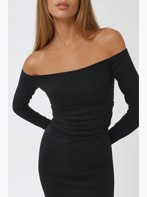 Abito maxi bodycon con scollo a barca e spalle scoperte busem - Kiabi Abito maxi bodycon con scollo a barca e spalle scoperte busem - Kiabi