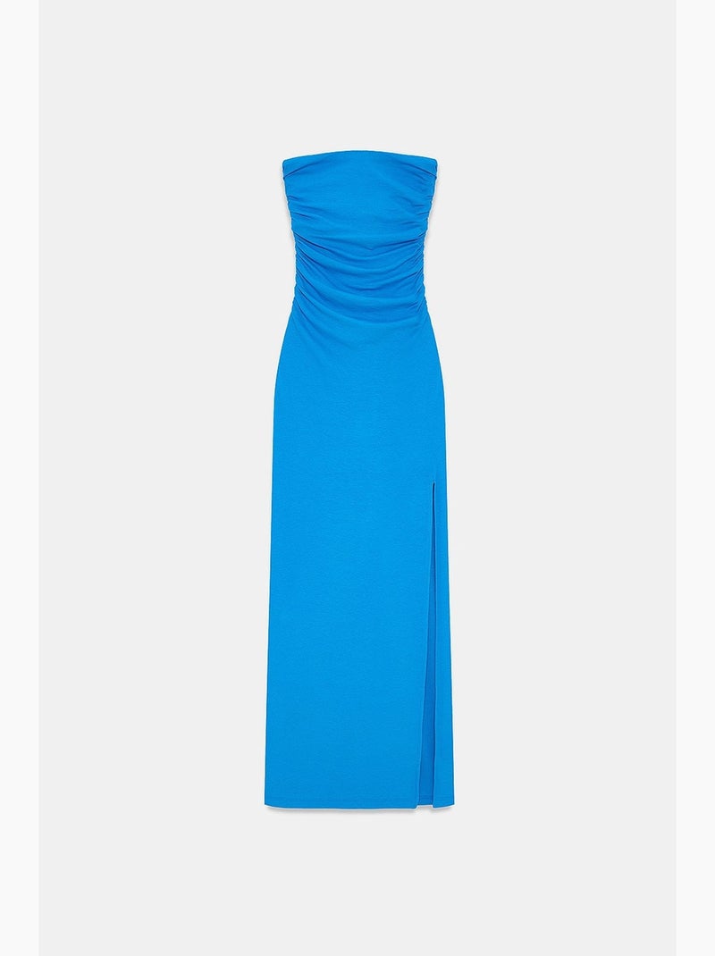 Abito maxi bodycon senza spalline con spacco dilvin Blu cobalto - Kiabi