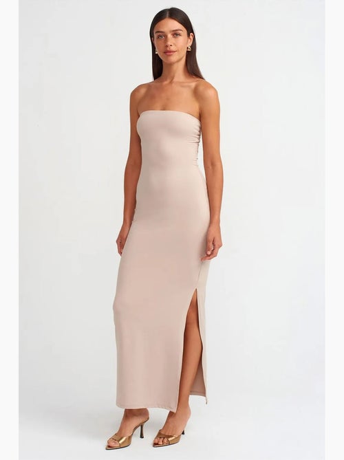 Abito maxi bodycon senza spalline con spacco dilvin - Kiabi Abito maxi bodycon senza spalline con spacco dilvin - Kiabi