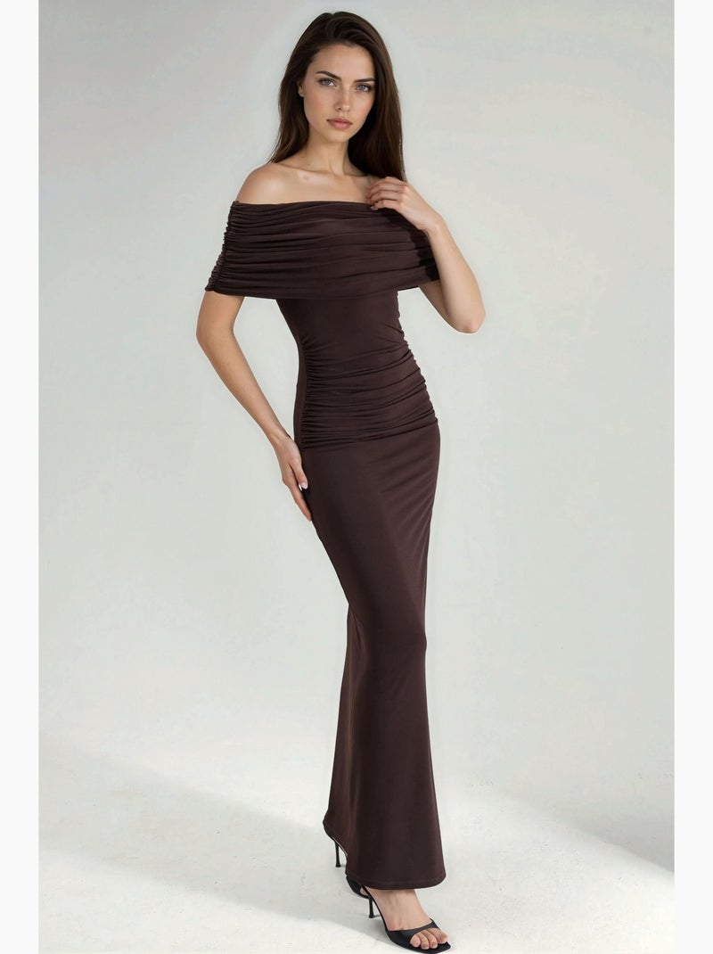 Abito maxi bodycon senza spalline hiccup Marrone cioccolato - Kiabi