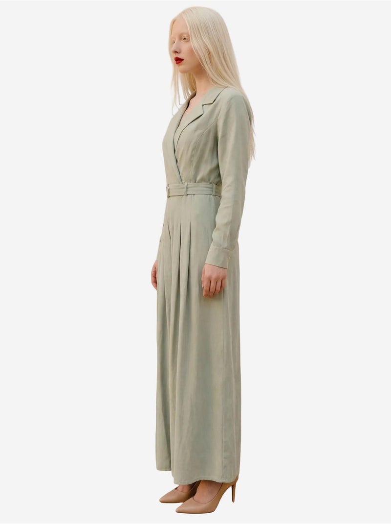 Abito maxi con cintura e maniche lunghe my fashion Verde menta - Kiabi