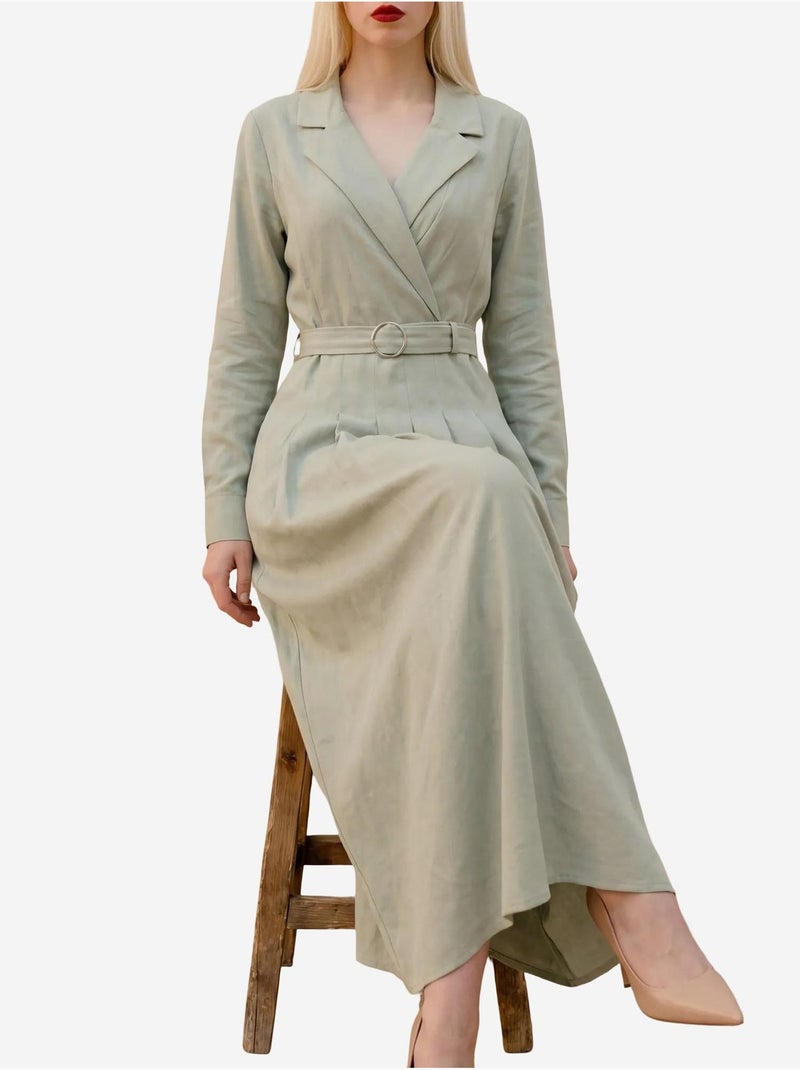Abito maxi con cintura e maniche lunghe my fashion Verde menta - Kiabi