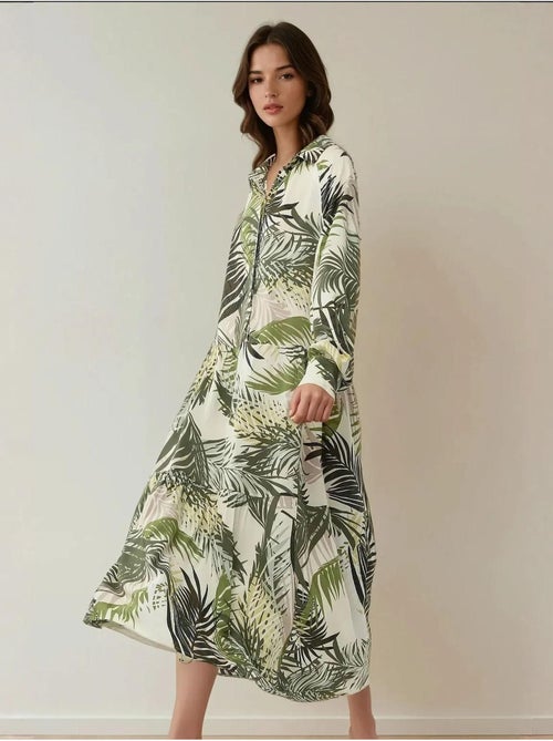 Abito maxi con colletto a camicia e motivo floreale hiccup - Kiabi Abito maxi con colletto a camicia e motivo floreale hiccup - Kiabi