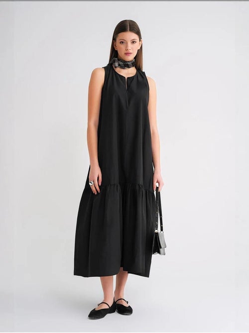 Abito maxi con colletto e dettagli con ruches mixray - Kiabi