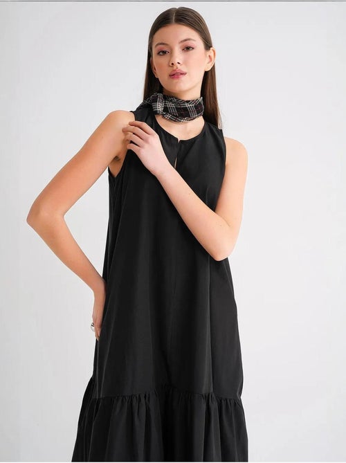 Abito maxi con colletto e dettagli con ruches mixray - Kiabi