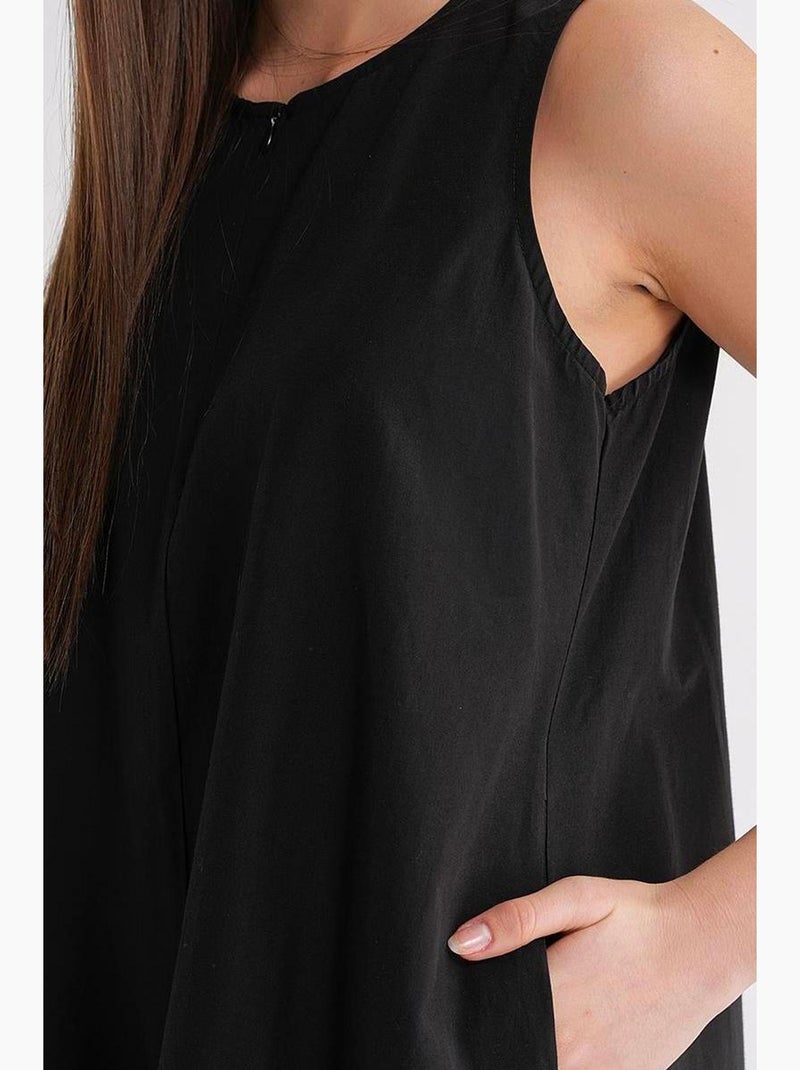 Abito maxi con colletto e dettagli con ruches mixray Nero - Kiabi