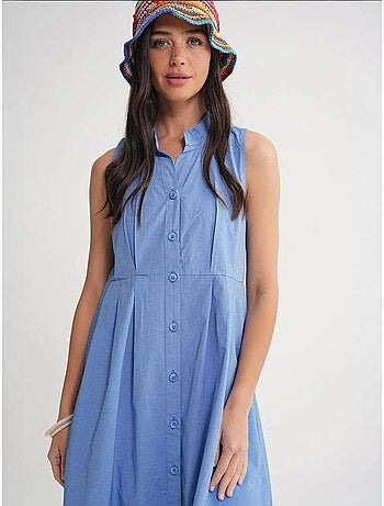 Abito maxi con colletto tippet e bottoni mixray