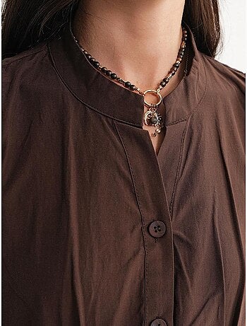 Abito maxi con colletto tippet e bottoni mixray