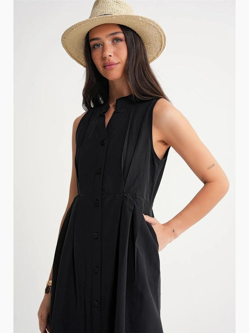 Abito maxi con colletto tippet e bottoni mixray Nero - Kiabi
