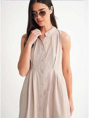Abito maxi con colletto tippet e bottoni mixray