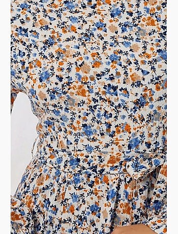 Abito maxi con girocollo a fiori con cintura hiccup