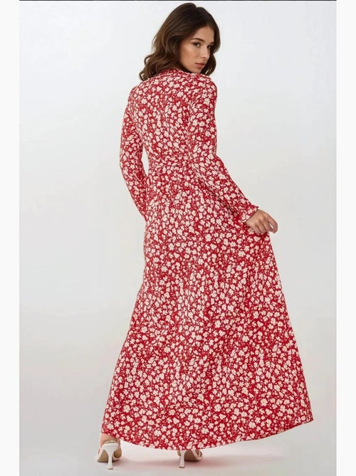Abito maxi con girocollo a fiori con cintura hiccup - Kiabi Abito maxi con girocollo a fiori con cintura hiccup - Kiabi