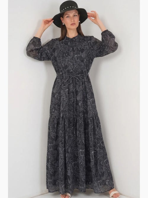 Abito maxi con girocollo, bottoni e fascia in vita bdart - Kiabi Abito maxi con girocollo, bottoni e fascia in vita bdart - Kiabi