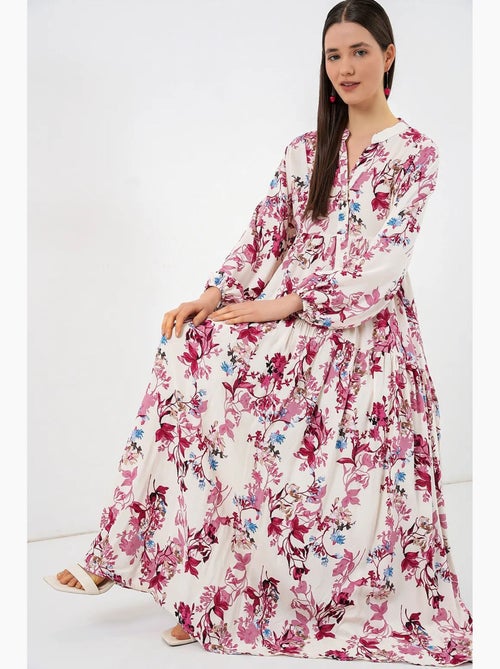 Abito maxi con motivo e scollo a v bdart - Kiabi Abito maxi con motivo e scollo a v bdart - Kiabi