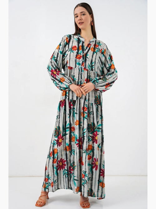 Abito maxi con motivo e scollo a v bdart - Kiabi Abito maxi con motivo e scollo a v bdart - Kiabi