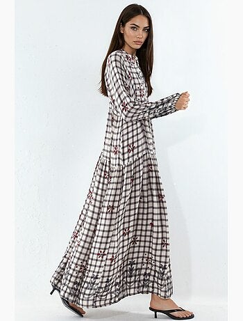 Abito maxi con motivo e scollo a v bdart