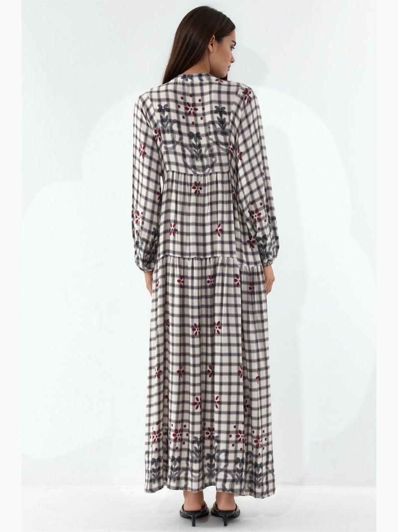 Abito maxi con motivo e scollo a v bdart Lilla chiaro - Kiabi