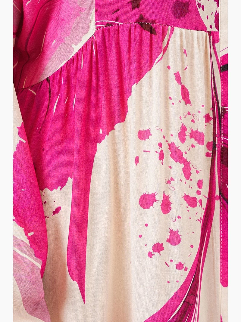 Abito maxi con motivo e scollo a v bdart Magenta - Kiabi