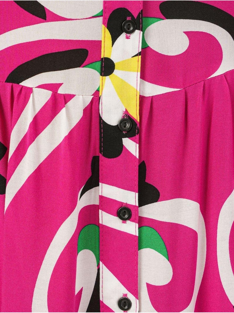 Abito maxi con motivo e scollo a v bdart Rosa fucsia - Kiabi