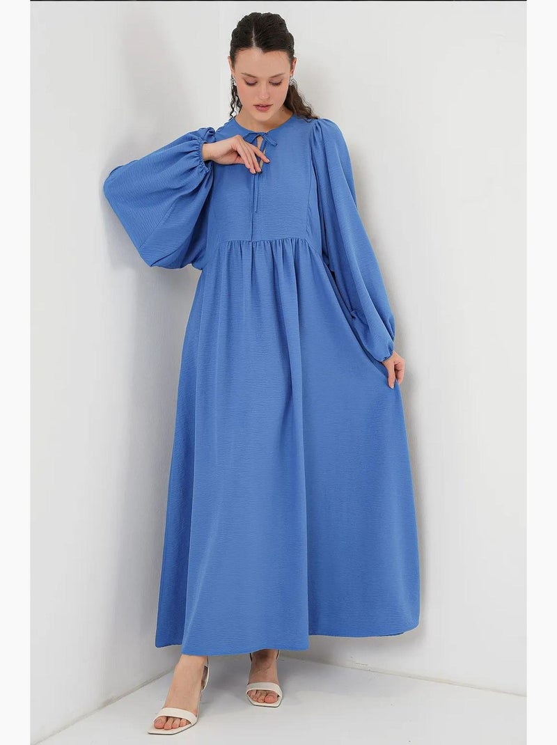 Abito maxi con motivo testurizzato e fiocco bdart Blu - Kiabi
