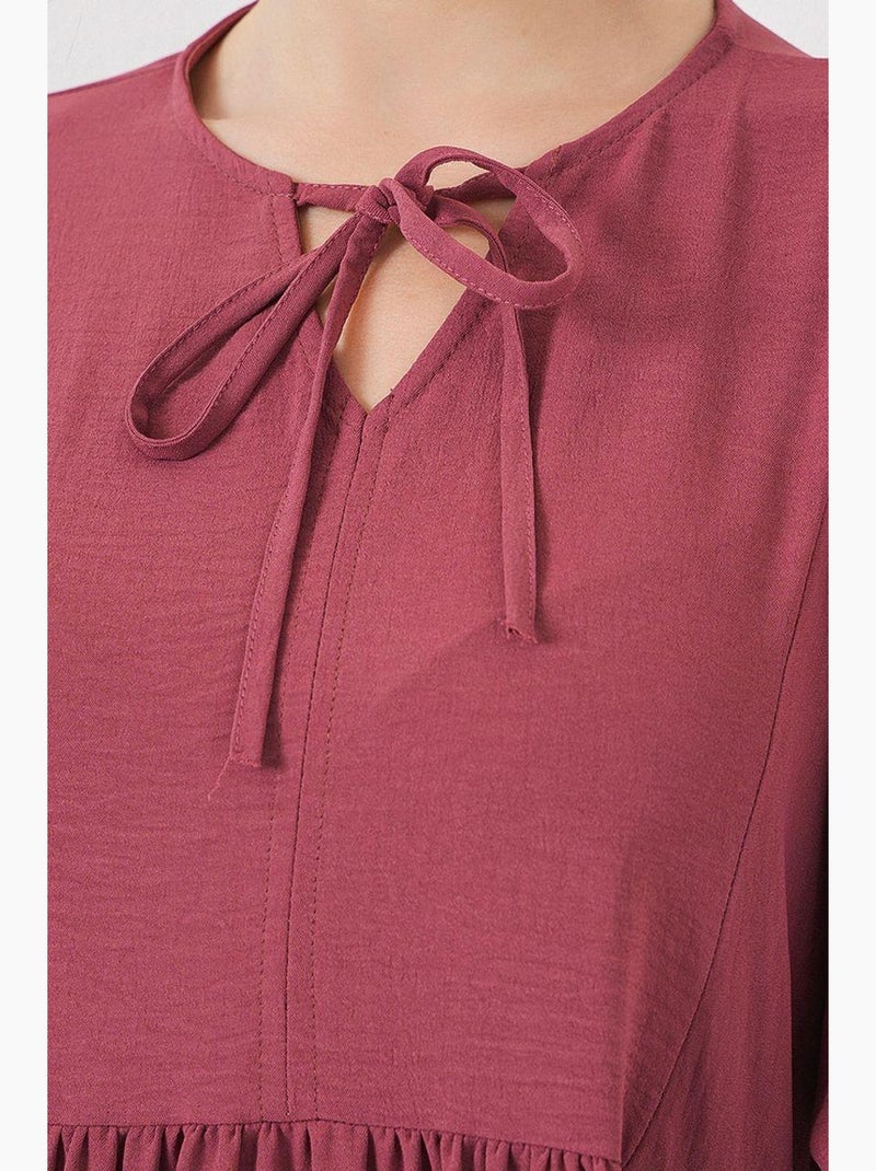 Abito maxi con motivo testurizzato e fiocco bdart Rosa antico - Kiabi