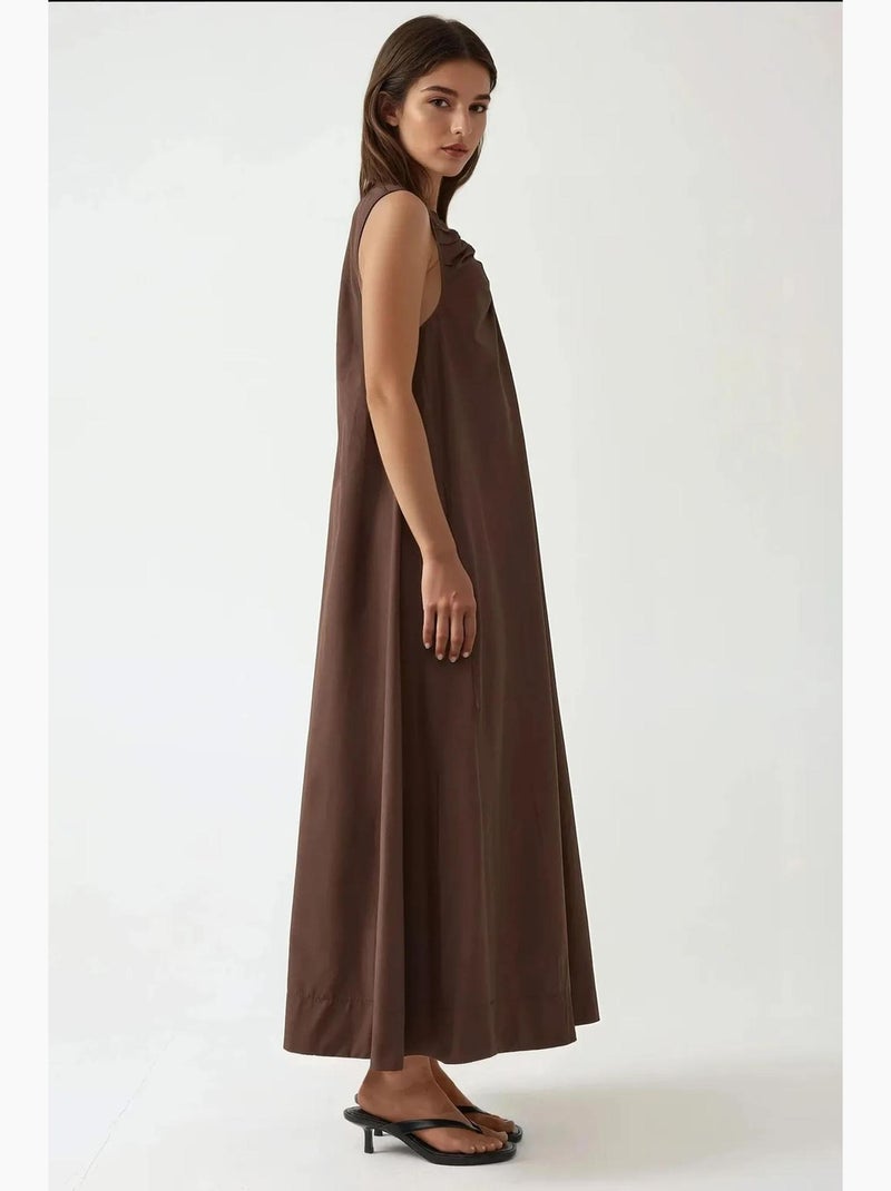 Abito maxi con scollo a u hiccup Marrone scuro - Kiabi