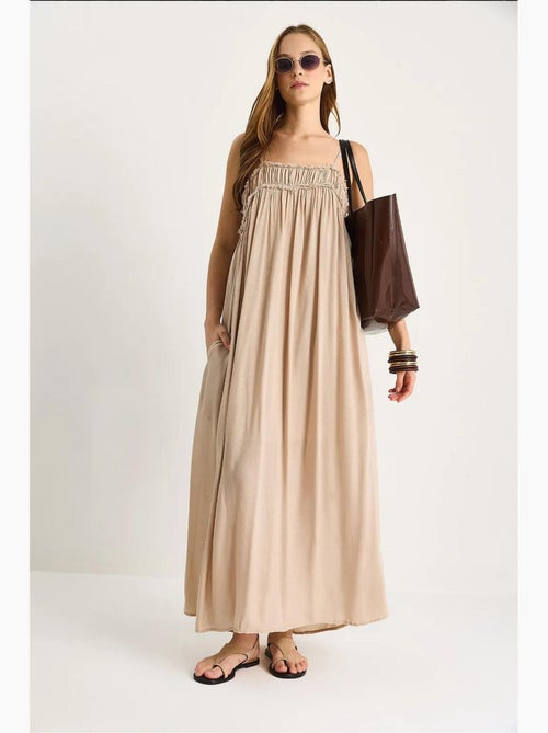 Abito maxi con scollo quadrato ricamato lucci - Kiabi
