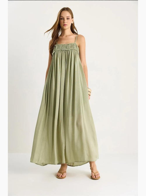 Abito maxi con scollo quadrato ricamato lucci - Kiabi