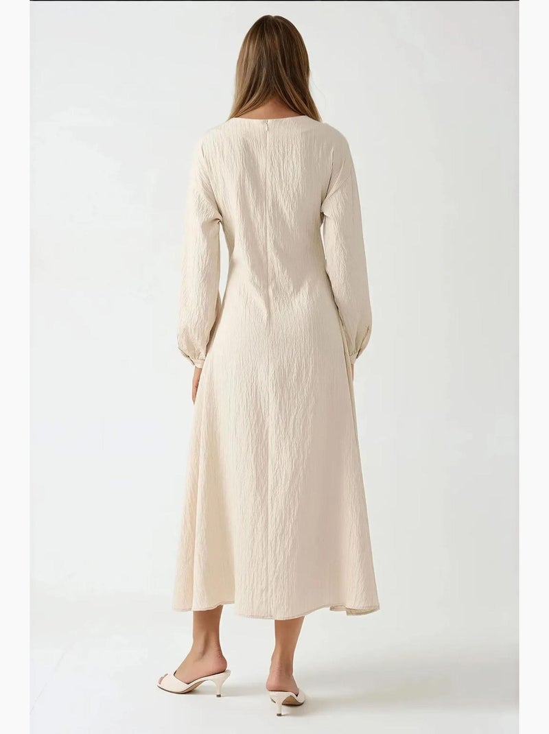 Abito maxi con texture e girocollo hiccup Beige - Kiabi
