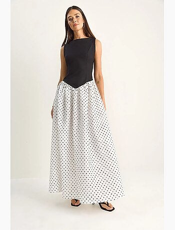 Abito maxi da donna a pois con tasca lucci