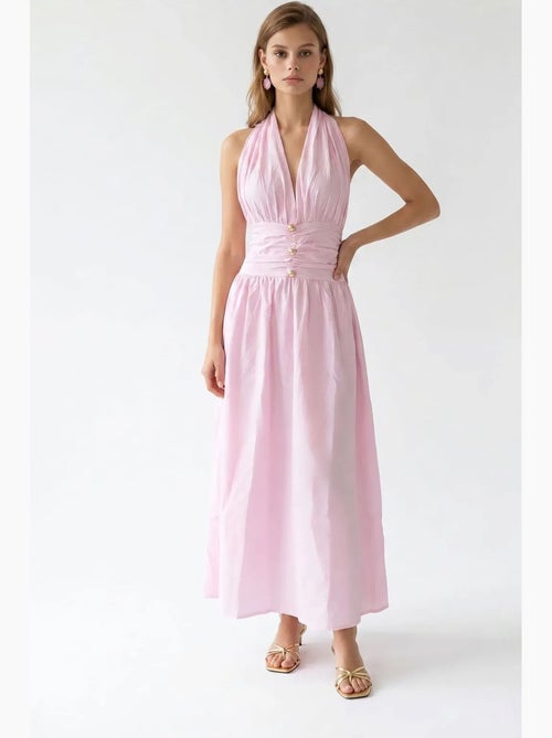 Abito maxi da donna con scollo all’americana in popeline di cotone mixray - Kiabi Abito maxi da donna con scollo all’americana in popeline di cotone mixray - Kiabi
