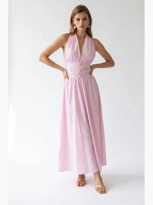 Abito maxi da donna con scollo all’americana in popeline di cotone mixray - Kiabi Abito maxi da donna con scollo all’americana in popeline di cotone mixray - Kiabi