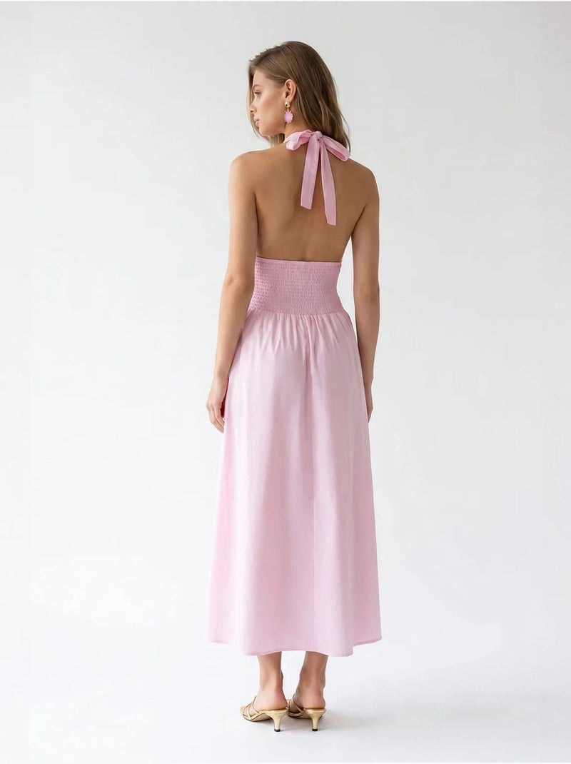 Abito maxi da donna con scollo all’americana in popeline di cotone mixray Rosa confetto - Kiabi